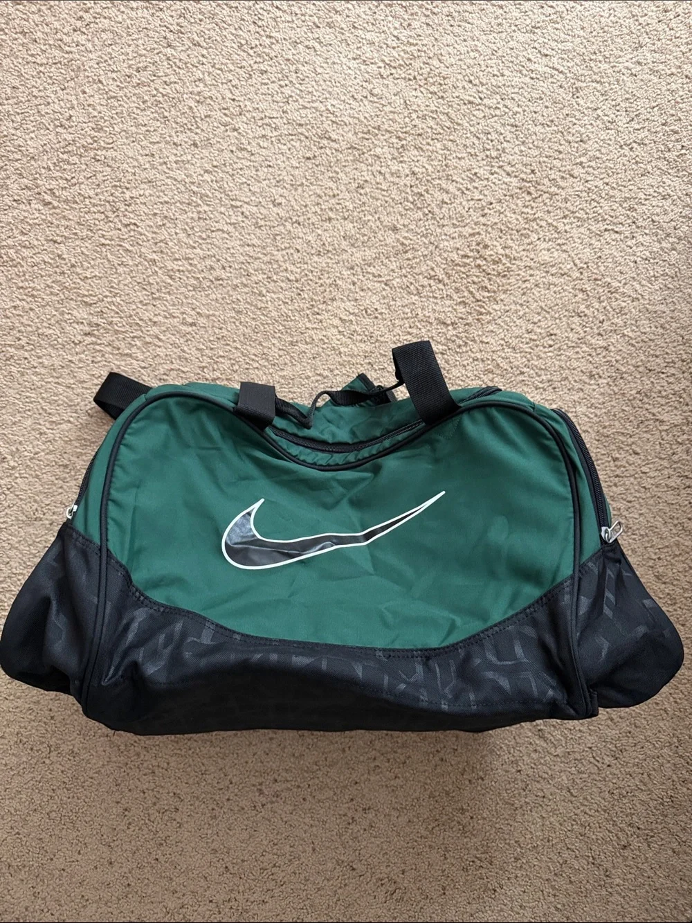 Nike Green and Black Swoosh Duffel Bag